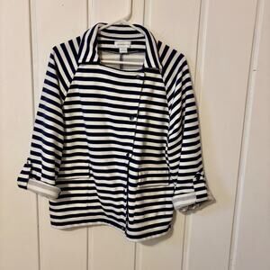 Liz Claiborne Navy & White Military Jacket with adjustable sleeves Large